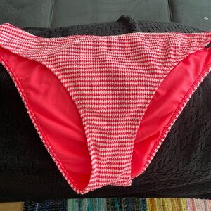No Boundaries Pink and White Striped Bikini Bottom